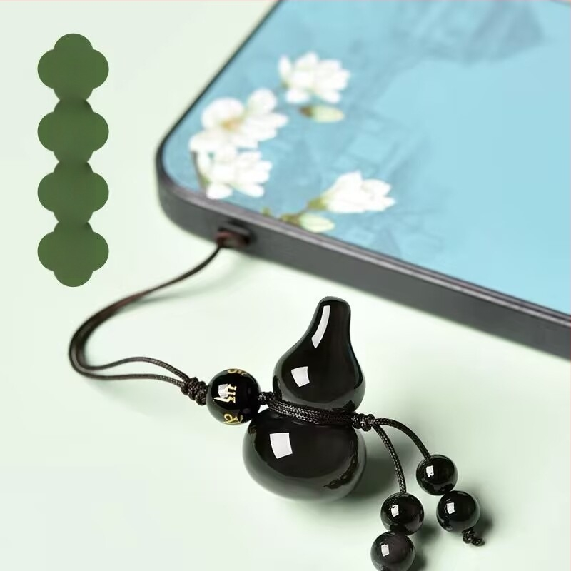 Ogrlica od obsidijana s privjeskom u obliku tikve, polirani završetak, podrijetlo Guangzhou, svjež i šik stil