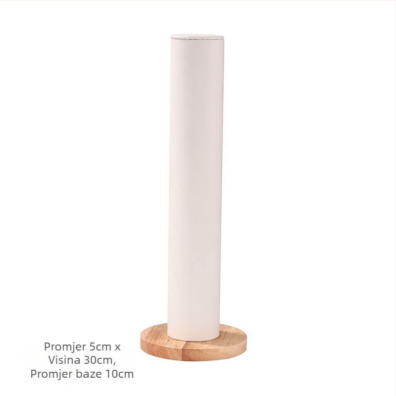 Cilindrični vertikalni izložbeni stalak za dodatke za kosu, masivno drvo, jedan sloj, elegantan dizajn