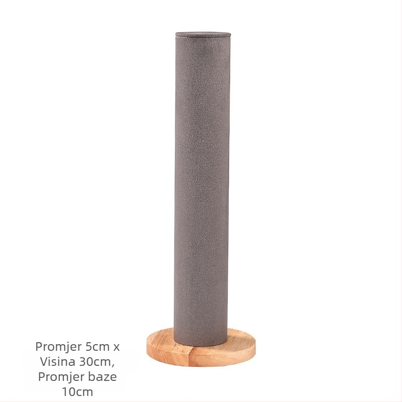 Cilindrični vertikalni izložbeni stalak za dodatke za kosu, masivno drvo, jedan sloj, elegantan dizajn