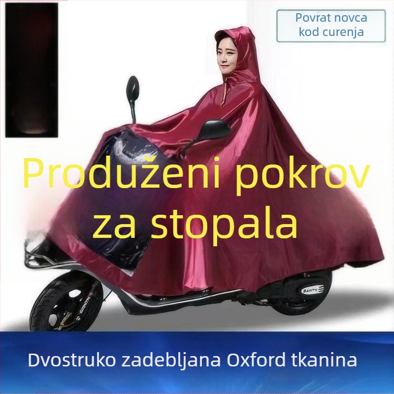 Visokokvalitetni kišni pončo od Oxford materijala za električne bicikle i motocikle, odrasli, za jednog ili dvoje vozača