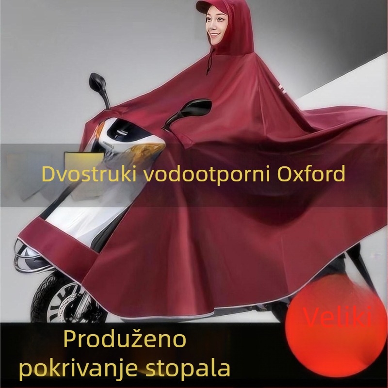 Visokokvalitetni kišni pončo od Oxford materijala za električne bicikle i motocikle, odrasli, za jednog ili dvoje vozača