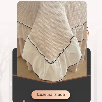 Četverodijelni set prekrivača za krevet za njegu ljepote – lagani luksuz, jednobojni, za krevet širine 0,9 m, pamuk brokat