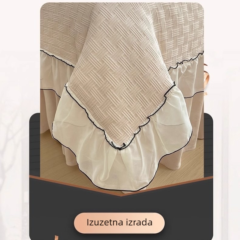 Četverodijelni set prekrivača za krevet za njegu ljepote – lagani luksuz, jednobojni, za krevet širine 0,9 m, pamuk brokat