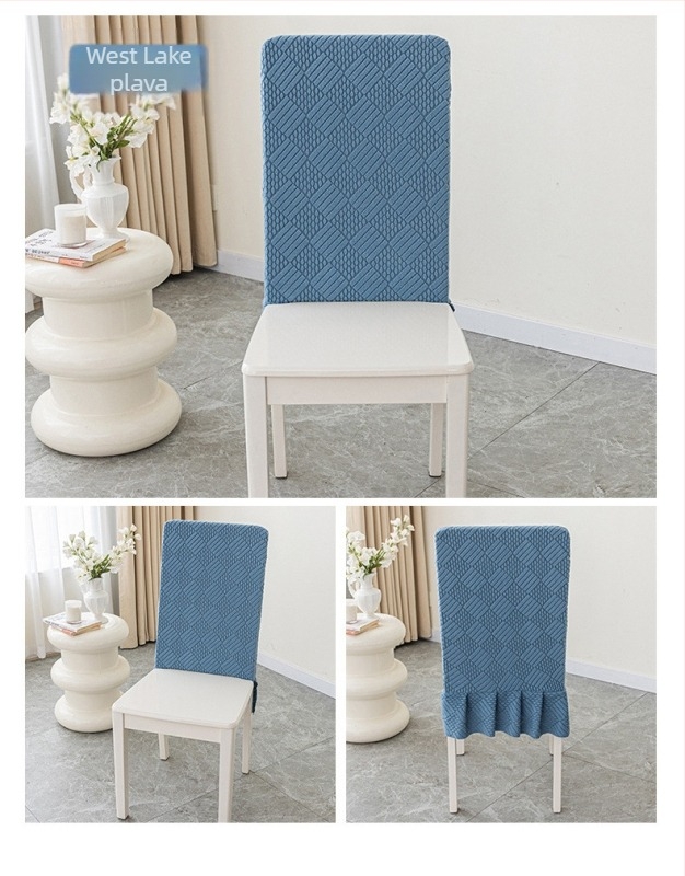 Set navlaka za naslon i sjedalo stolca s jacquard kariranim uzorkom, nordijski stil, protuklizno