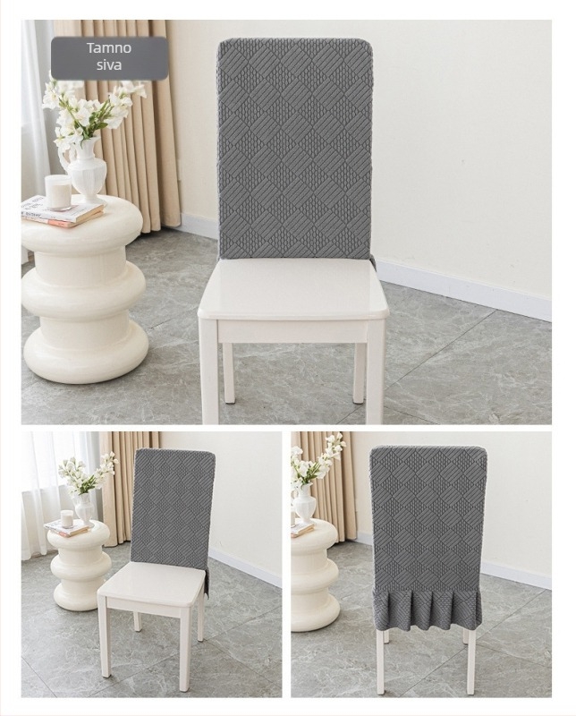 Set navlaka za naslon i sjedalo stolca s jacquard kariranim uzorkom, nordijski stil, protuklizno