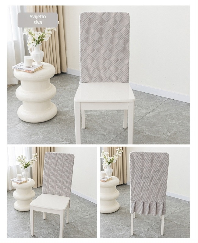 Set navlaka za naslon i sjedalo stolca s jacquard kariranim uzorkom, nordijski stil, protuklizno