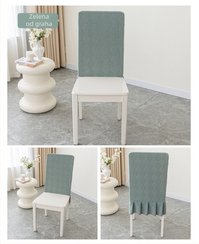 Set navlaka za naslon i sjedalo stolca s jacquard kariranim uzorkom, nordijski stil, protuklizno