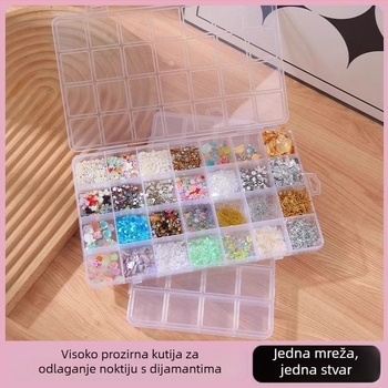 Prozirna kutija za pohranu nakita s 28 odjeljaka i mrežicama za sprječavanje pomicanja – stolni plastični organizator nakita, suvremen stil