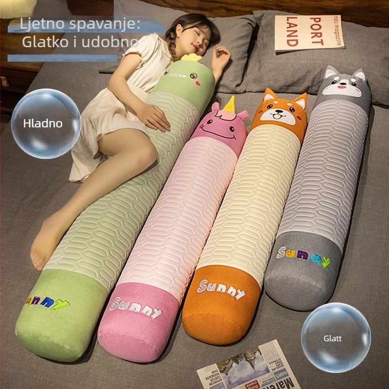 Cilindrični jastuk za bočno spavanje, plišna navlaka, PP pamuk punjenje, uzorak slatkih životinja, izvezen i šiveni materijali, crtić stil