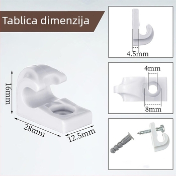 ABS materijal, vijčani konus za svjetlosne nizove i viseće košare za biljke; jednostavna, moderna minimalistička kuka, nosivost 2 kg