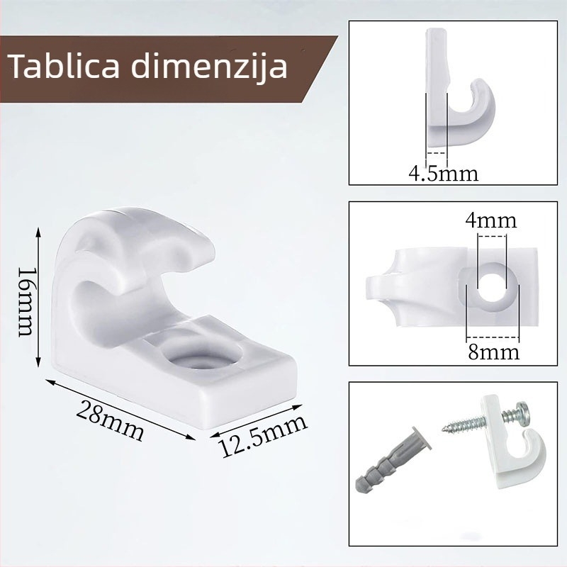 ABS materijal, vijčani konus za svjetlosne nizove i viseće košare za biljke; jednostavna, moderna minimalistička kuka, nosivost 2 kg