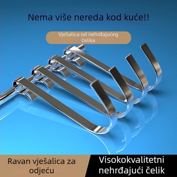 Vješalica za odjeću od nehrđajućeg čelika, višeredni dizajn, moderan minimalistički stil, nosivost 1–3 kg
