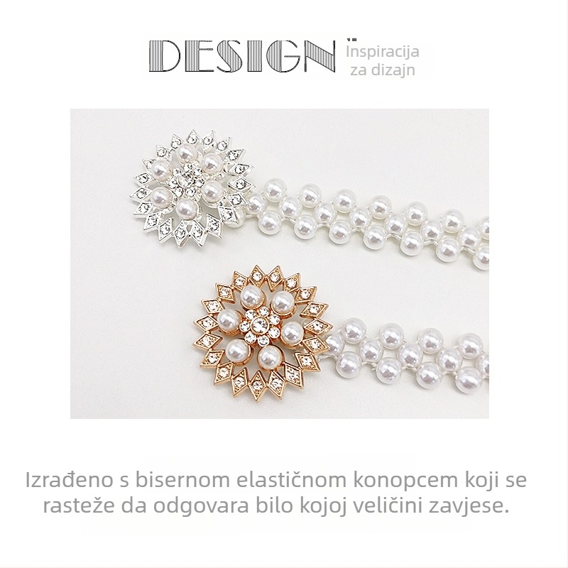 Klip za zavjese s perlama i dijamantima, bez bušenja, opružni klips za zavjese, minimalistički moderan stil