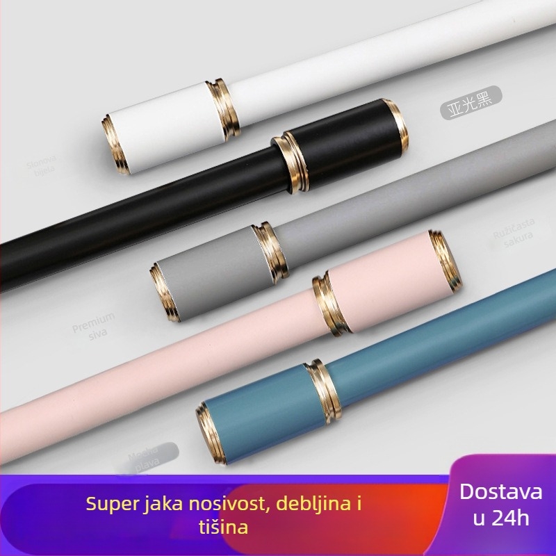 Šip za zavjese, rimski stil, aluminijska legura, nordijski minimalistički dizajn, tiho funkcioniranje, s nosačima i dodacima (Model QX002; Prilagodba obrade: Da; Materijal: aluminijska legura; Marka: tricolor fish; Stil: Light Luxury)