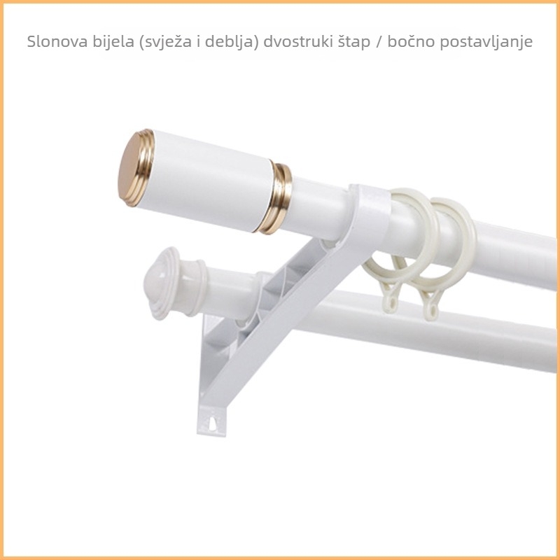 Šip za zavjese, rimski stil, aluminijska legura, nordijski minimalistički dizajn, tiho funkcioniranje, s nosačima i dodacima (Model QX002; Prilagodba obrade: Da; Materijal: aluminijska legura; Marka: tricolor fish; Stil: Light Luxury)