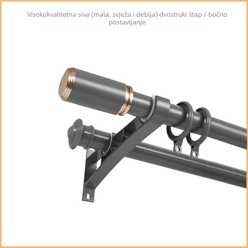 Šip za zavjese, rimski stil, aluminijska legura, nordijski minimalistički dizajn, tiho funkcioniranje, s nosačima i dodacima (Model QX002; Prilagodba obrade: Da; Materijal: aluminijska legura; Marka: tricolor fish; Stil: Light Luxury)