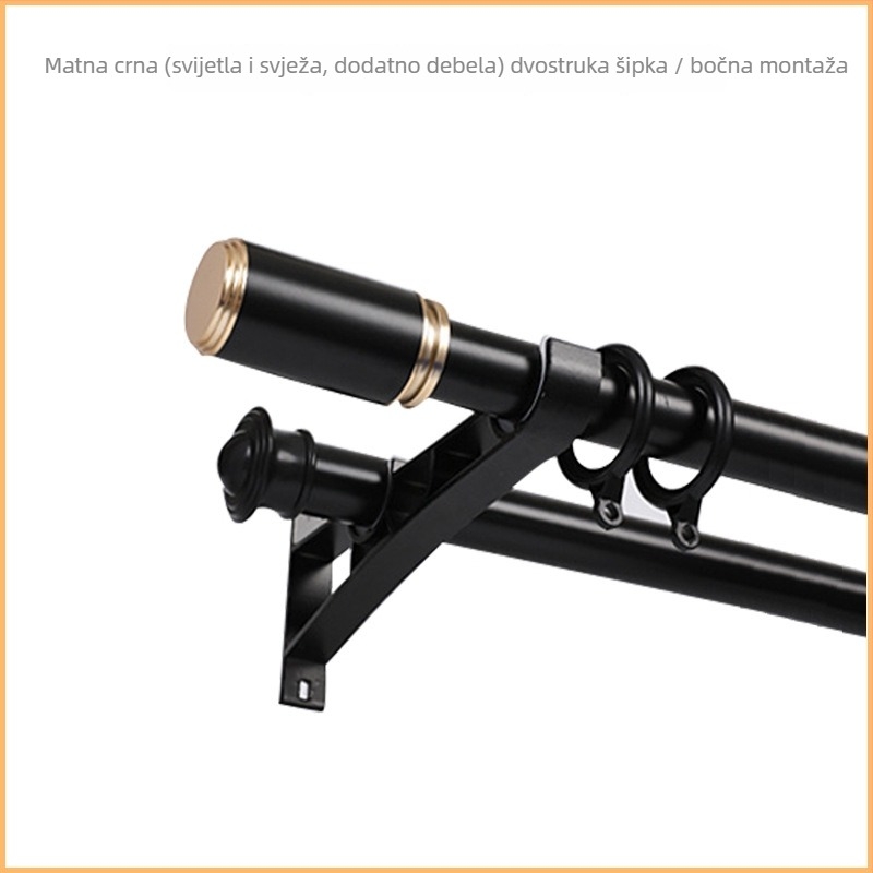 Šip za zavjese, rimski stil, aluminijska legura, nordijski minimalistički dizajn, tiho funkcioniranje, s nosačima i dodacima (Model QX002; Prilagodba obrade: Da; Materijal: aluminijska legura; Marka: tricolor fish; Stil: Light Luxury)