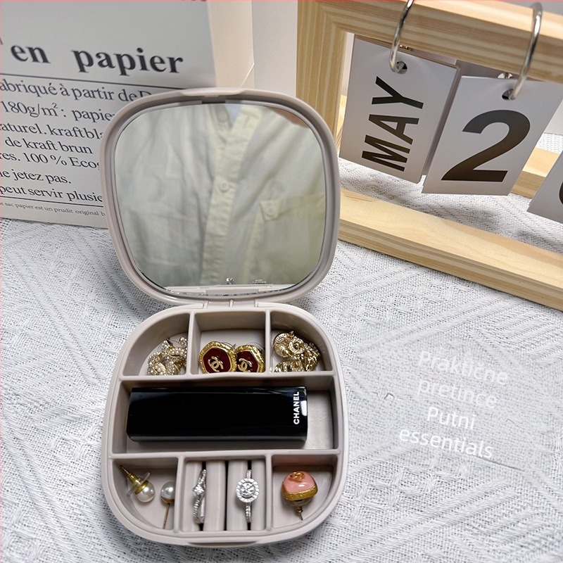 Prijenosna kutija za nakit – plast, kontrastni dizajn, mekana konstrukcija, jednobojni uzorak, idealno za vjenčanja