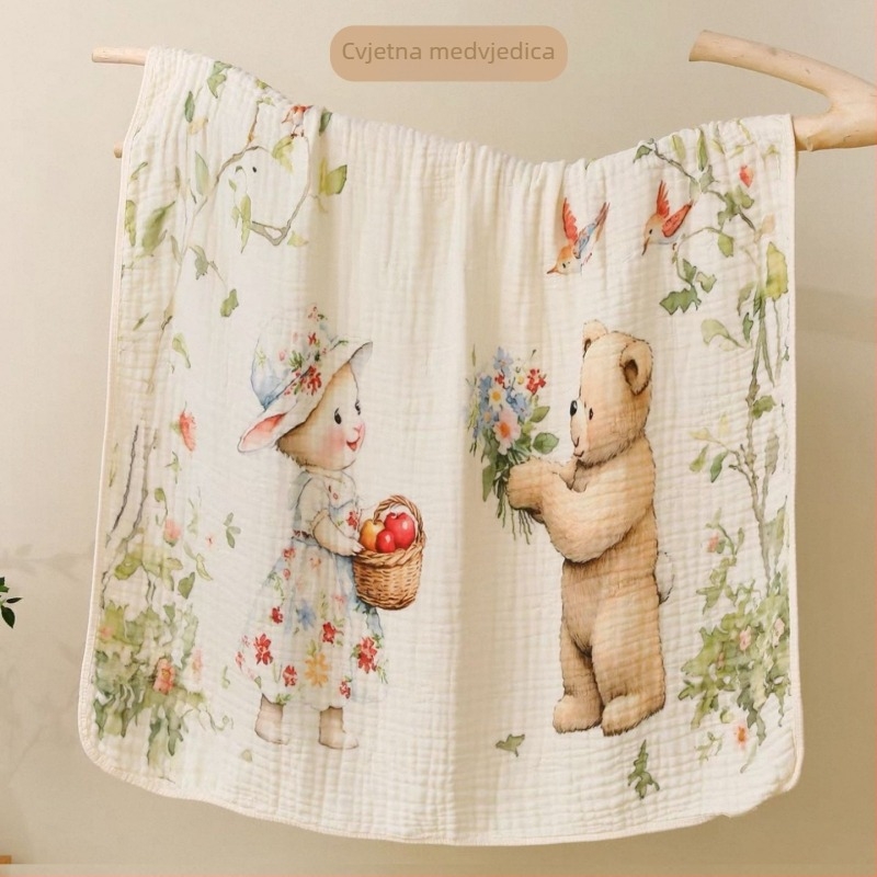 Prilagođeni šestoslojni ručnik za bebe od bambus-pamuk - ručnik za kupanje, 300–400 g, brzo upijanje (0–5 s), pređa ply