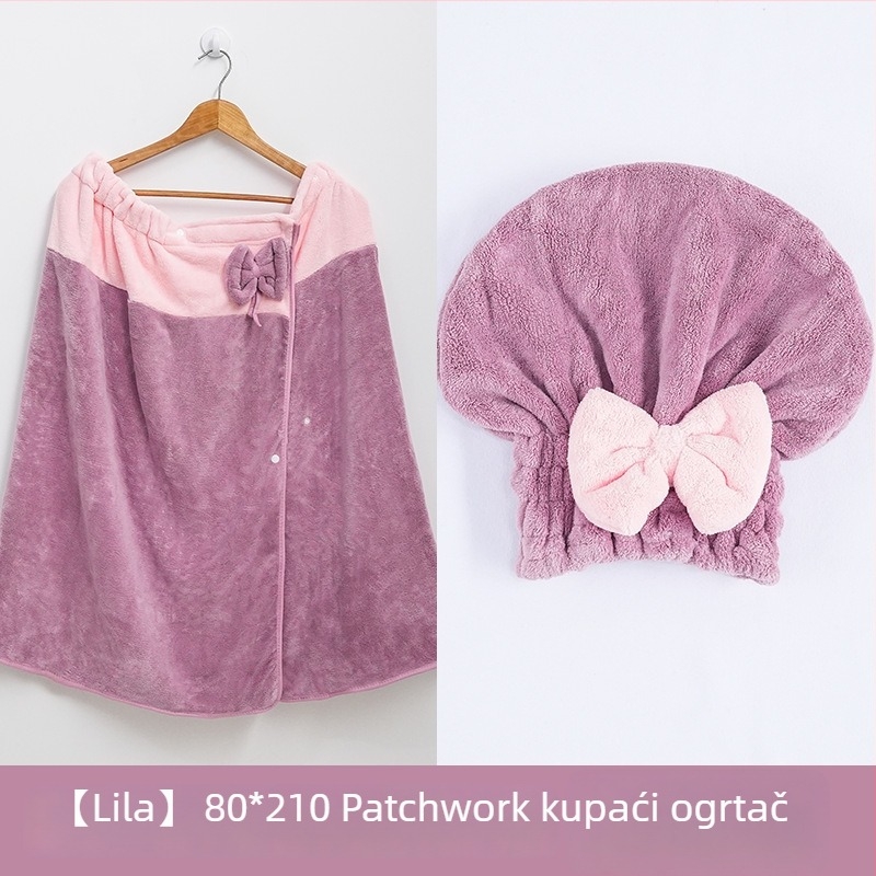 Ogrtač za kupanje za žene: nosivi ručnik-ogrtač, coral fleece tkanina, glavni materijal najlon, poliester, upija i mekan, za jesen (coral fleece; nylon; polyester)