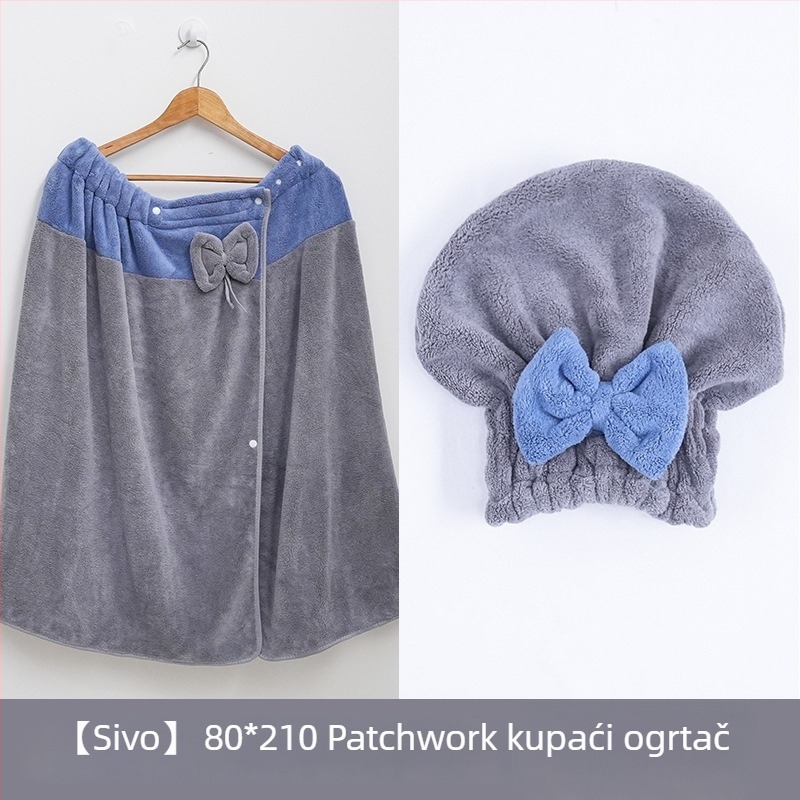 Ogrtač za kupanje za žene: nosivi ručnik-ogrtač, coral fleece tkanina, glavni materijal najlon, poliester, upija i mekan, za jesen (coral fleece; nylon; polyester)