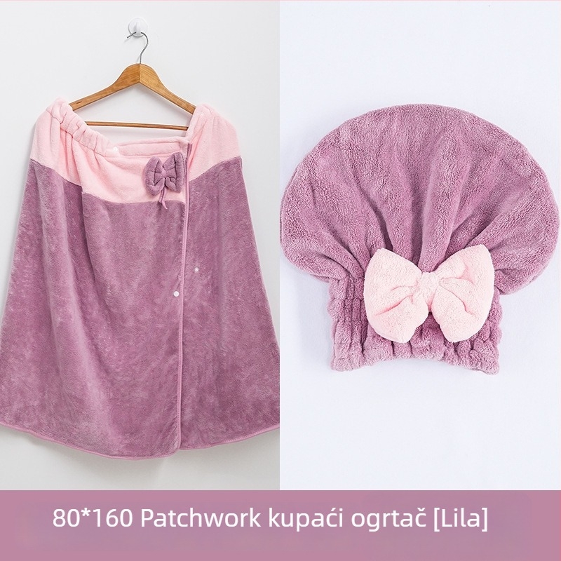 Ogrtač za kupanje za žene: nosivi ručnik-ogrtač, coral fleece tkanina, glavni materijal najlon, poliester, upija i mekan, za jesen (coral fleece; nylon; polyester)