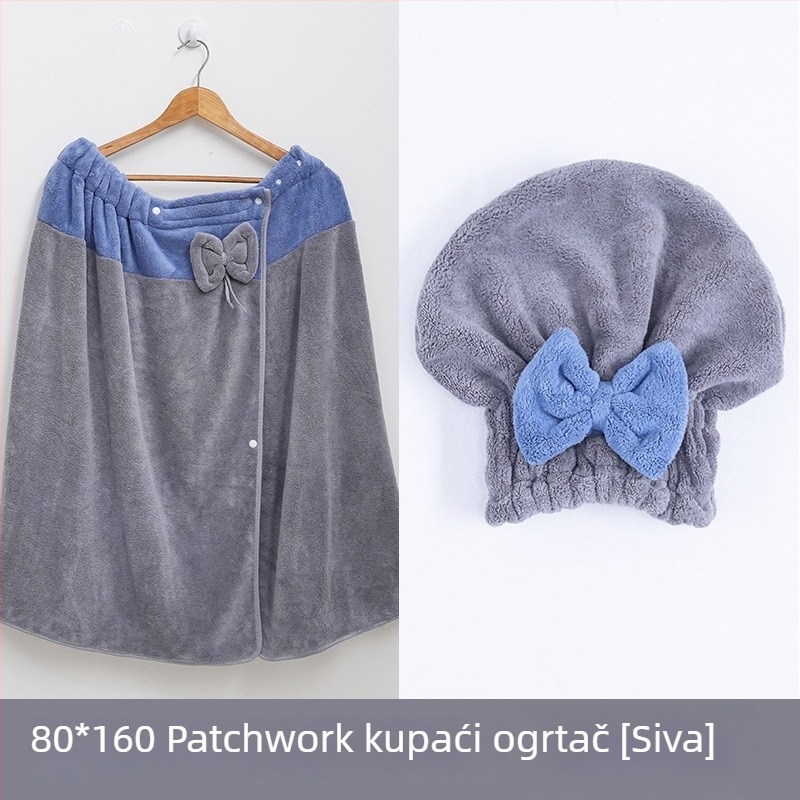 Ogrtač za kupanje za žene: nosivi ručnik-ogrtač, coral fleece tkanina, glavni materijal najlon, poliester, upija i mekan, za jesen (coral fleece; nylon; polyester)