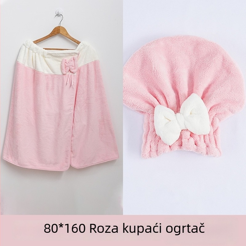 Ogrtač za kupanje za žene: nosivi ručnik-ogrtač, coral fleece tkanina, glavni materijal najlon, poliester, upija i mekan, za jesen (coral fleece; nylon; polyester)