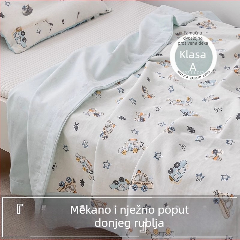 Pamukovo dvostruko gazirano ljetno tanko deku za bebe s karikaturnim uzorkom