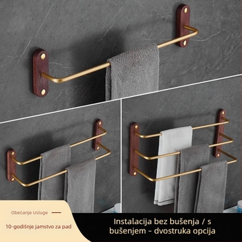 Držač ručnika od orašastog aluminijskog legura, trostruki sloj, moderni minimalistički stil, nosivost 3–5 kg