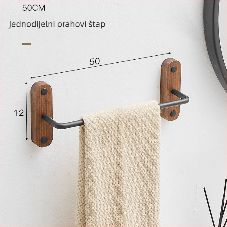 Držač ručnika od orašastog aluminijskog legura, trostruki sloj, moderni minimalistički stil, nosivost 3–5 kg