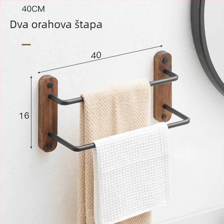 Držač ručnika od orašastog aluminijskog legura, trostruki sloj, moderni minimalistički stil, nosivost 3–5 kg