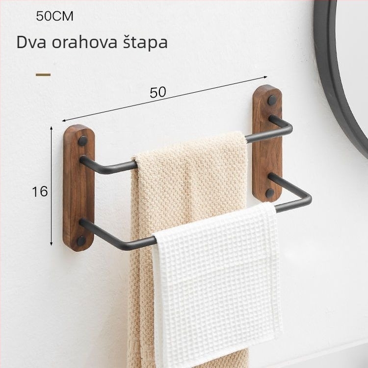 Držač ručnika od orašastog aluminijskog legura, trostruki sloj, moderni minimalistički stil, nosivost 3–5 kg