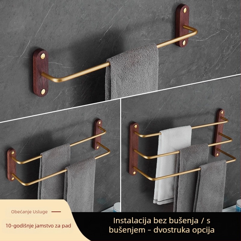 Držač ručnika od orašastog aluminijskog legura, trostruki sloj, moderni minimalistički stil, nosivost 3–5 kg