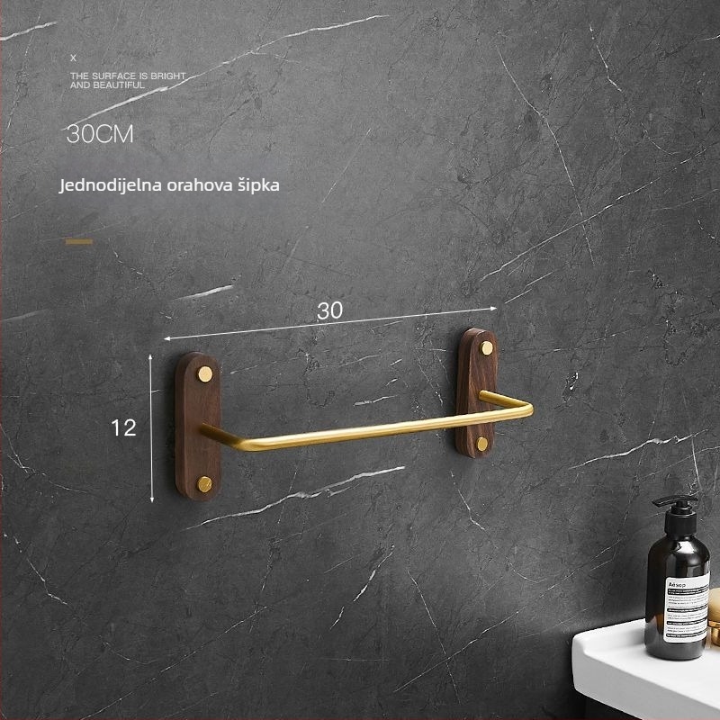 Držač ručnika od orašastog aluminijskog legura, trostruki sloj, moderni minimalistički stil, nosivost 3–5 kg