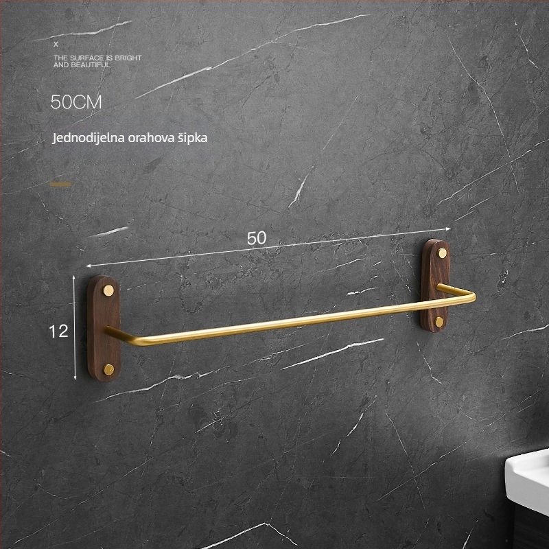 Držač ručnika od orašastog aluminijskog legura, trostruki sloj, moderni minimalistički stil, nosivost 3–5 kg