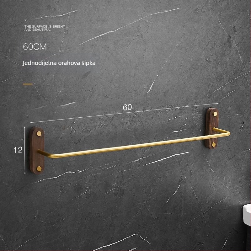 Držač ručnika od orašastog aluminijskog legura, trostruki sloj, moderni minimalistički stil, nosivost 3–5 kg