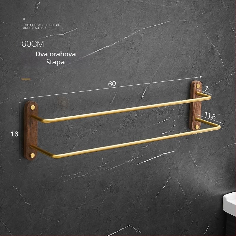 Držač ručnika od orašastog aluminijskog legura, trostruki sloj, moderni minimalistički stil, nosivost 3–5 kg