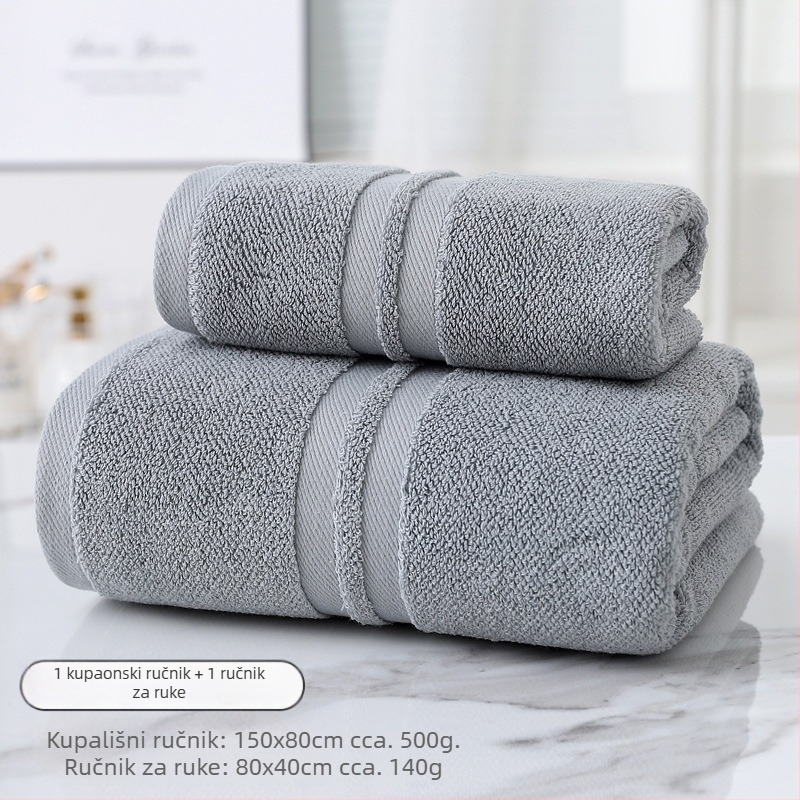 Set ručnika za kupanje od 100% pamuka, dva komada, 500 g+ težina, ravno tkanje, 32s pređa