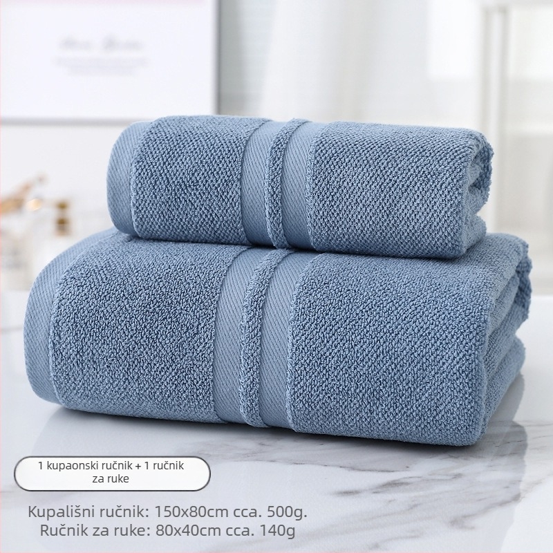 Set ručnika za kupanje od 100% pamuka, dva komada, 500 g+ težina, ravno tkanje, 32s pređa