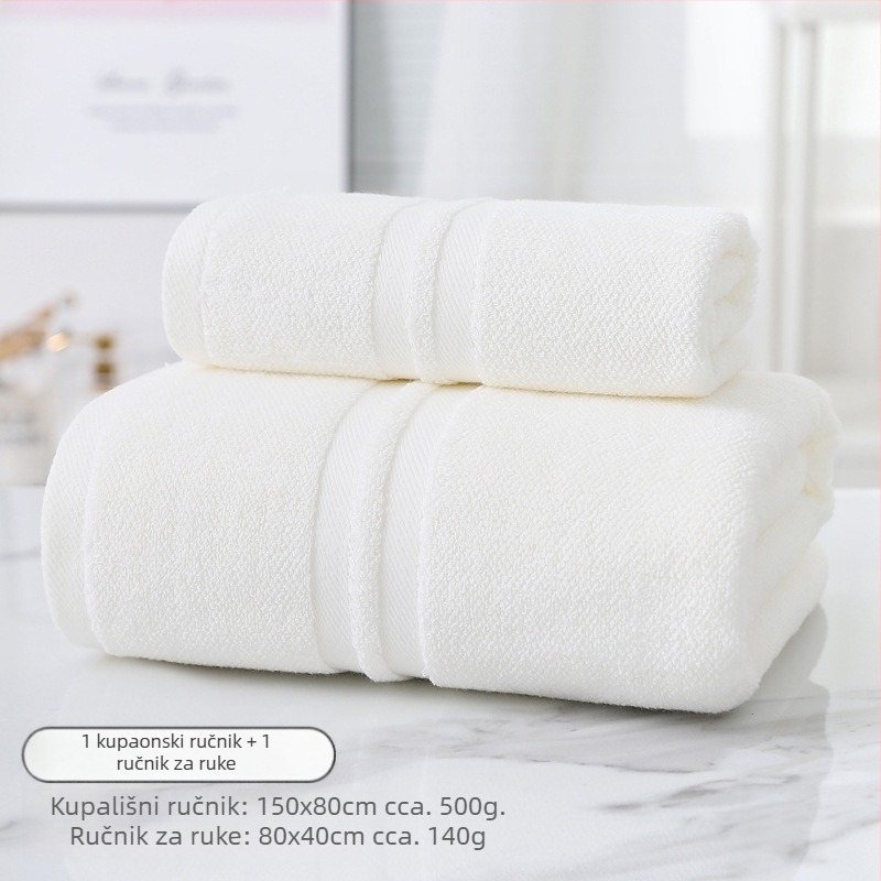 Set ručnika za kupanje od 100% pamuka, dva komada, 500 g+ težina, ravno tkanje, 32s pređa