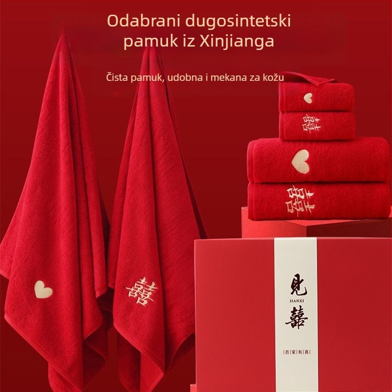 Set ručnika od pamuka za parove, 4 komada, ukrašeni, Warp knitting, 350 g