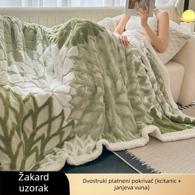 Poliesterska deka, lagana, ispod 300 g, cvjetni uzorak, moderni minimalistički stil, fleece na jednoj strani