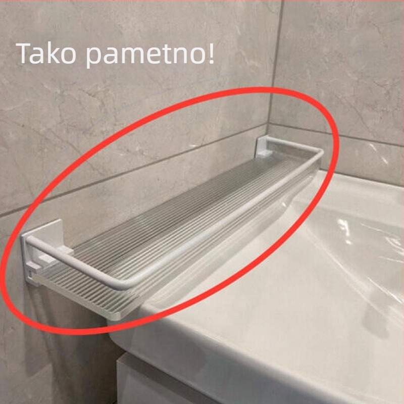 Trokutasti kutni zidni polic, plastični, 1 razina, minimalistički stil, organizator kozmetike za kupaonicu