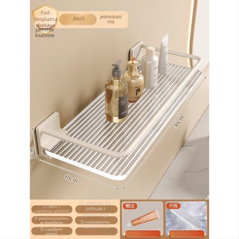 Trokutasti kutni zidni polic, plastični, 1 razina, minimalistički stil, organizator kozmetike za kupaonicu