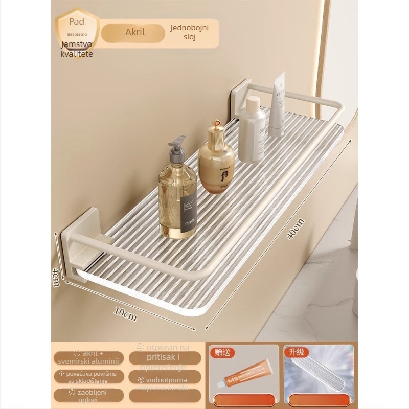 Trokutasti kutni zidni polic, plastični, 1 razina, minimalistički stil, organizator kozmetike za kupaonicu