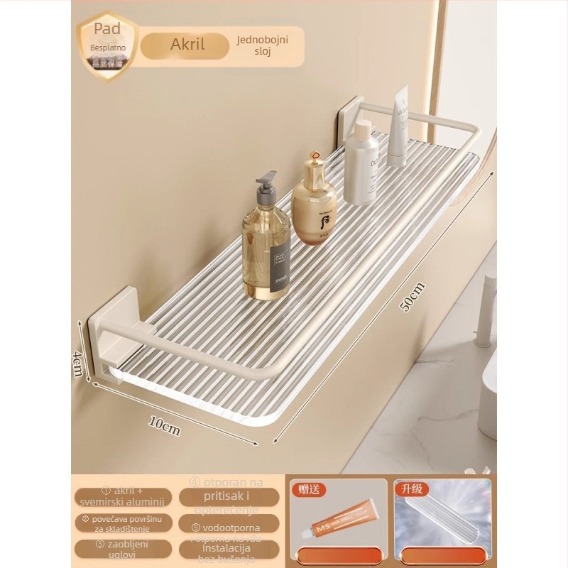 Trokutasti kutni zidni polic, plastični, 1 razina, minimalistički stil, organizator kozmetike za kupaonicu