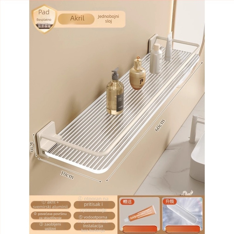 Trokutasti kutni zidni polic, plastični, 1 razina, minimalistički stil, organizator kozmetike za kupaonicu