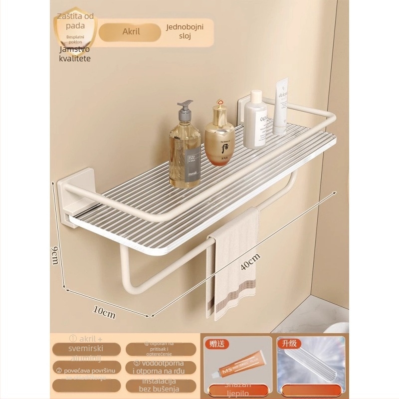 Trokutasti kutni zidni polic, plastični, 1 razina, minimalistički stil, organizator kozmetike za kupaonicu