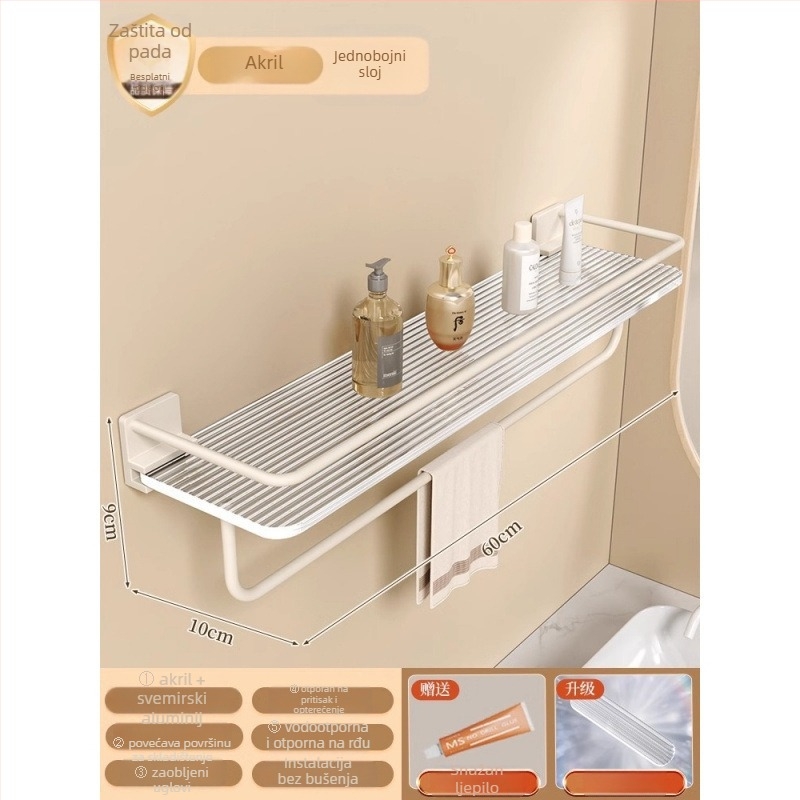 Trokutasti kutni zidni polic, plastični, 1 razina, minimalistički stil, organizator kozmetike za kupaonicu